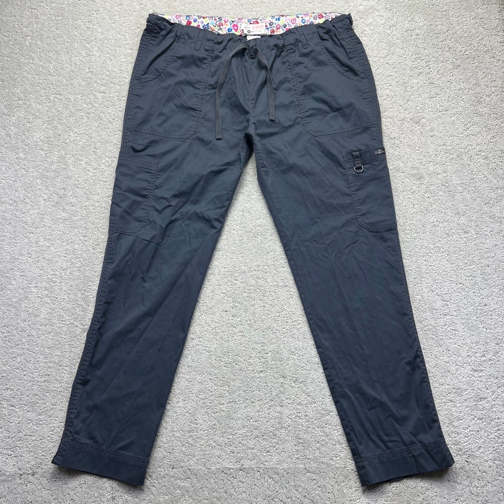 Koi Stretch Lindsey Scrub Pants Womens XL Reg Dark Grey Cargo Style Healthcare